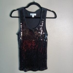 Studio JPR Sequin Tank Top Black Cotton Size Medium
